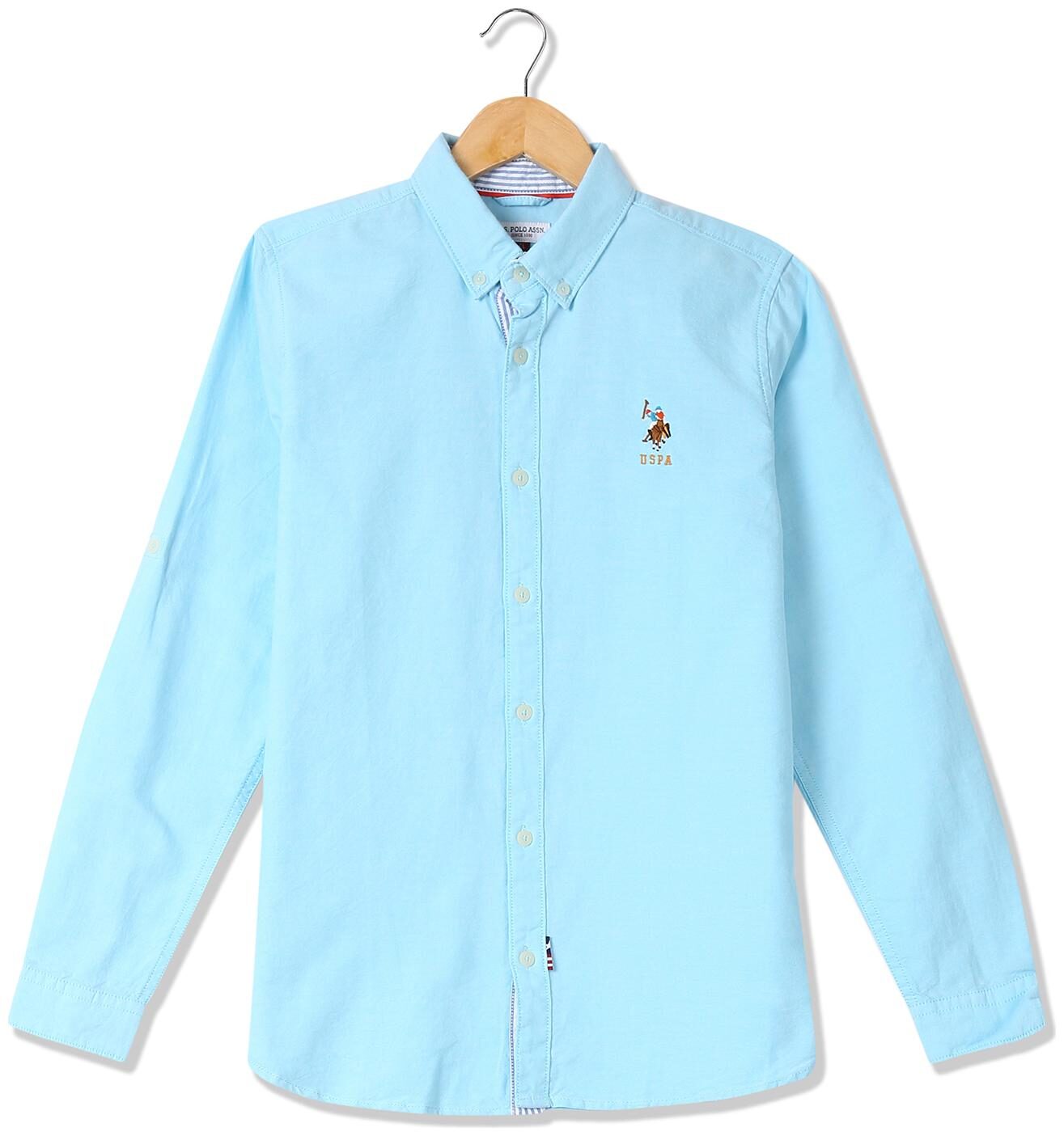 

U S Polo Assn Boy Cotton Solid Shirt Blue