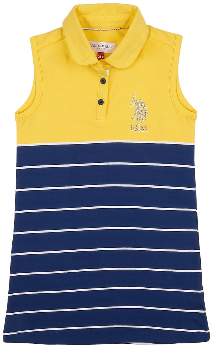 

U S Polo Assn Yellow Cotton Sleeveless Knee Length Princess Frock ( Pack of 1 )