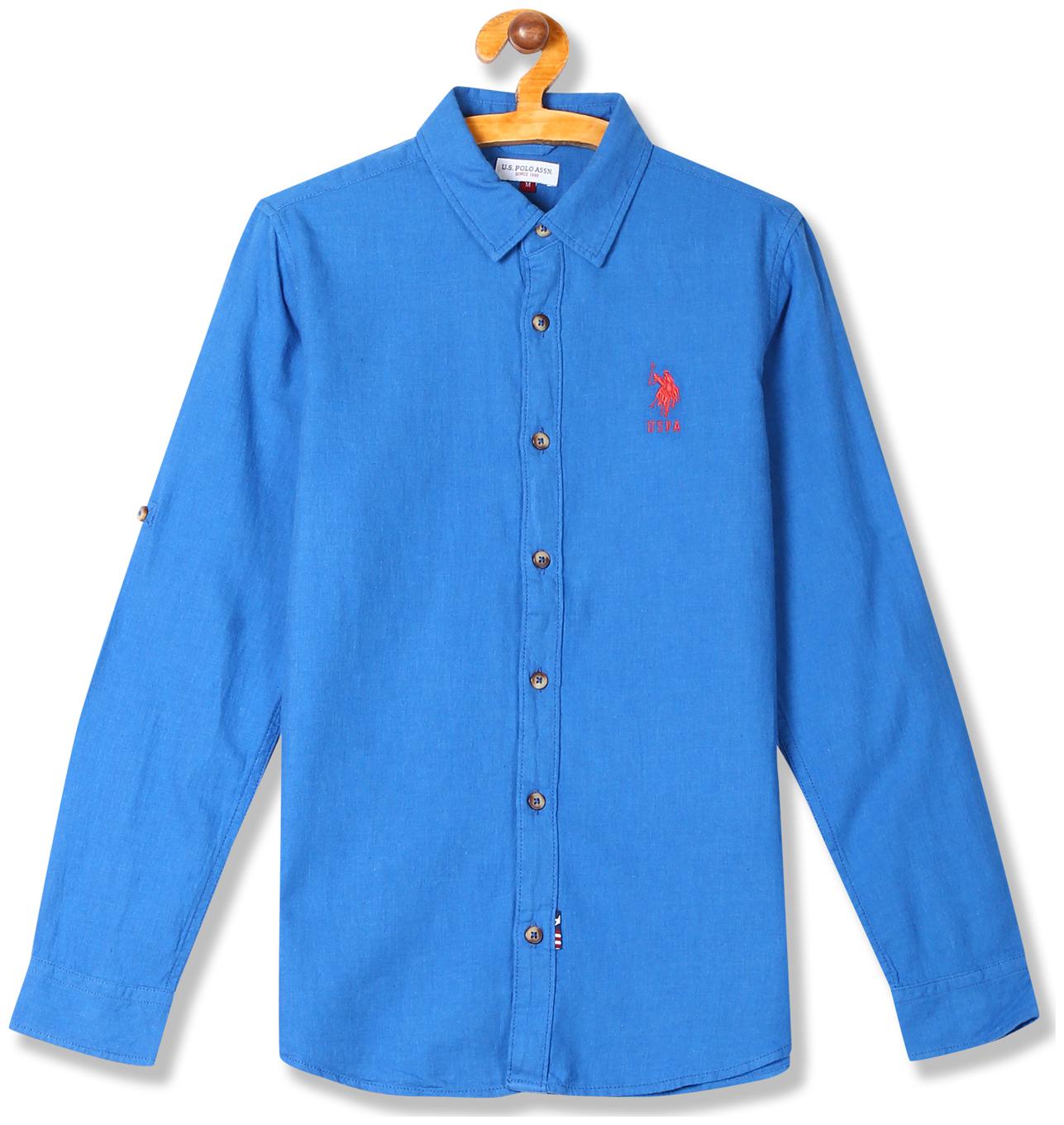 

U S Polo Assn Cotton Solid Shirt for Baby Boy - Blue