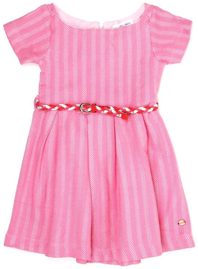 U.S. Polo Assn. Girls Pink Striped Casual Dress