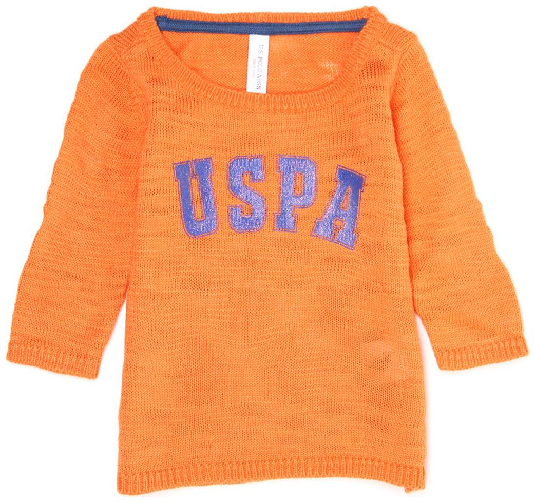 

U S Polo Assn Girl Acrylic Embellished T shirt - Orange