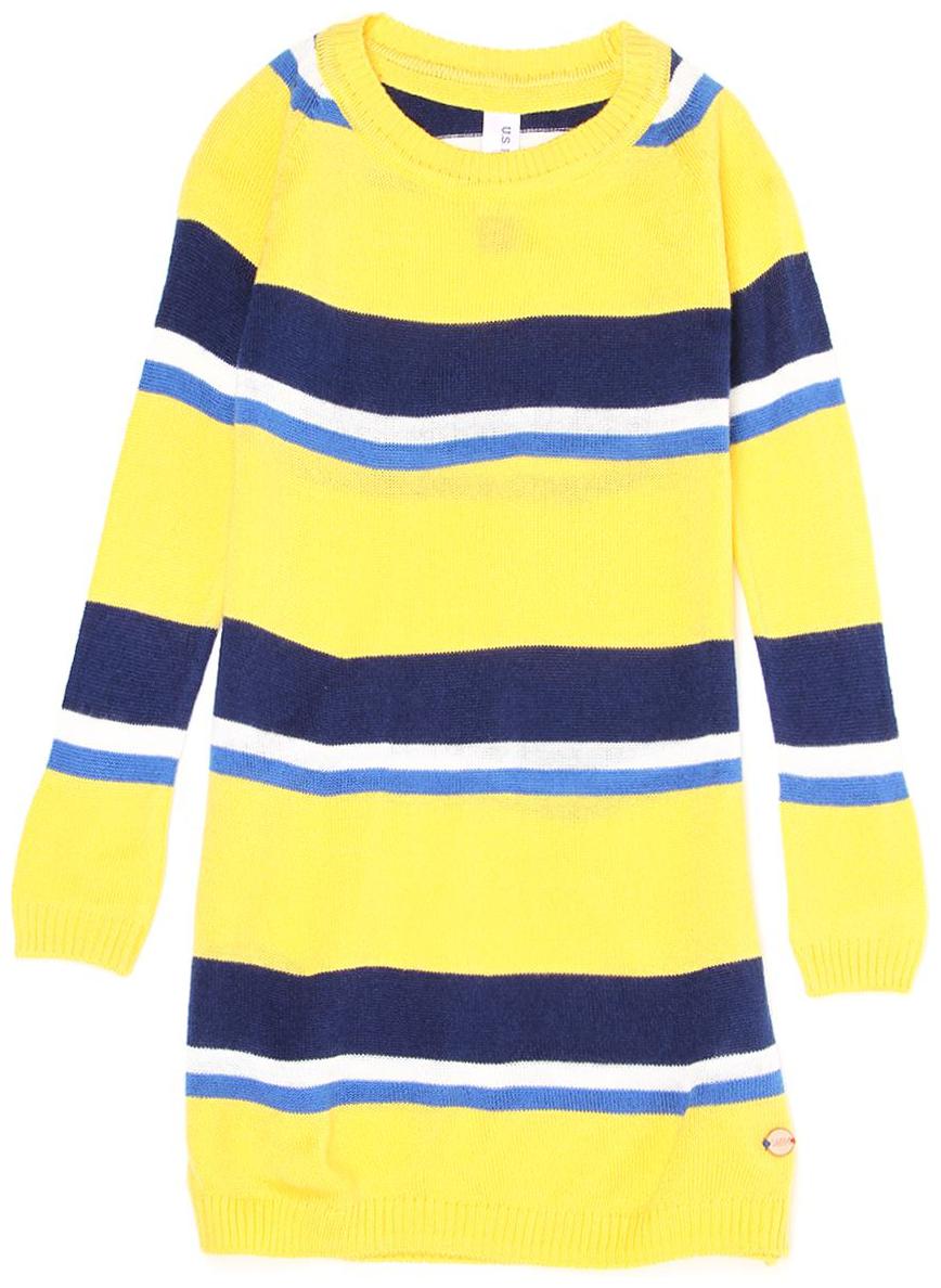 

U S Polo Assn Striped Yellow Full Sleeve Casual Girls Dress