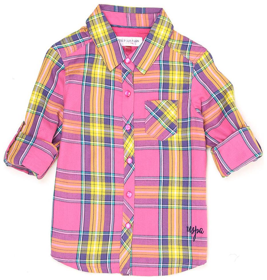 

U S Polo Assn Girl Cotton Checked Shirt - Pink