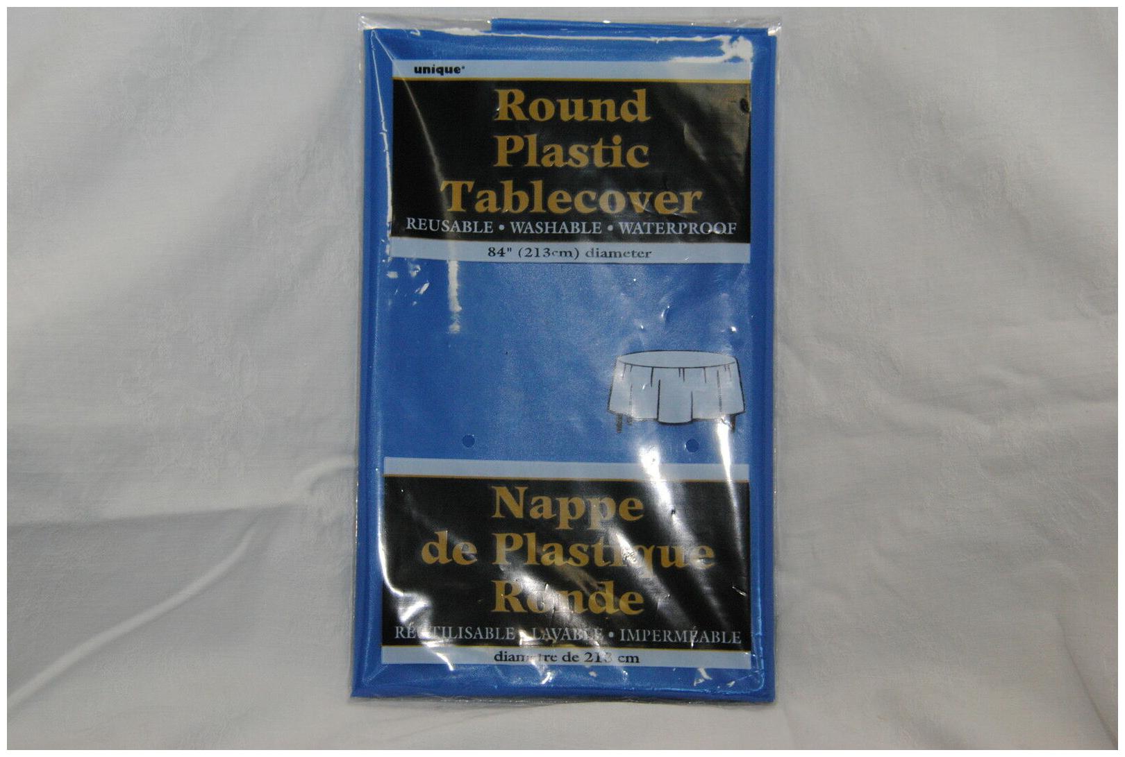 

Unique Plastic Table Cloth 84 Round Cover - Royal Blue