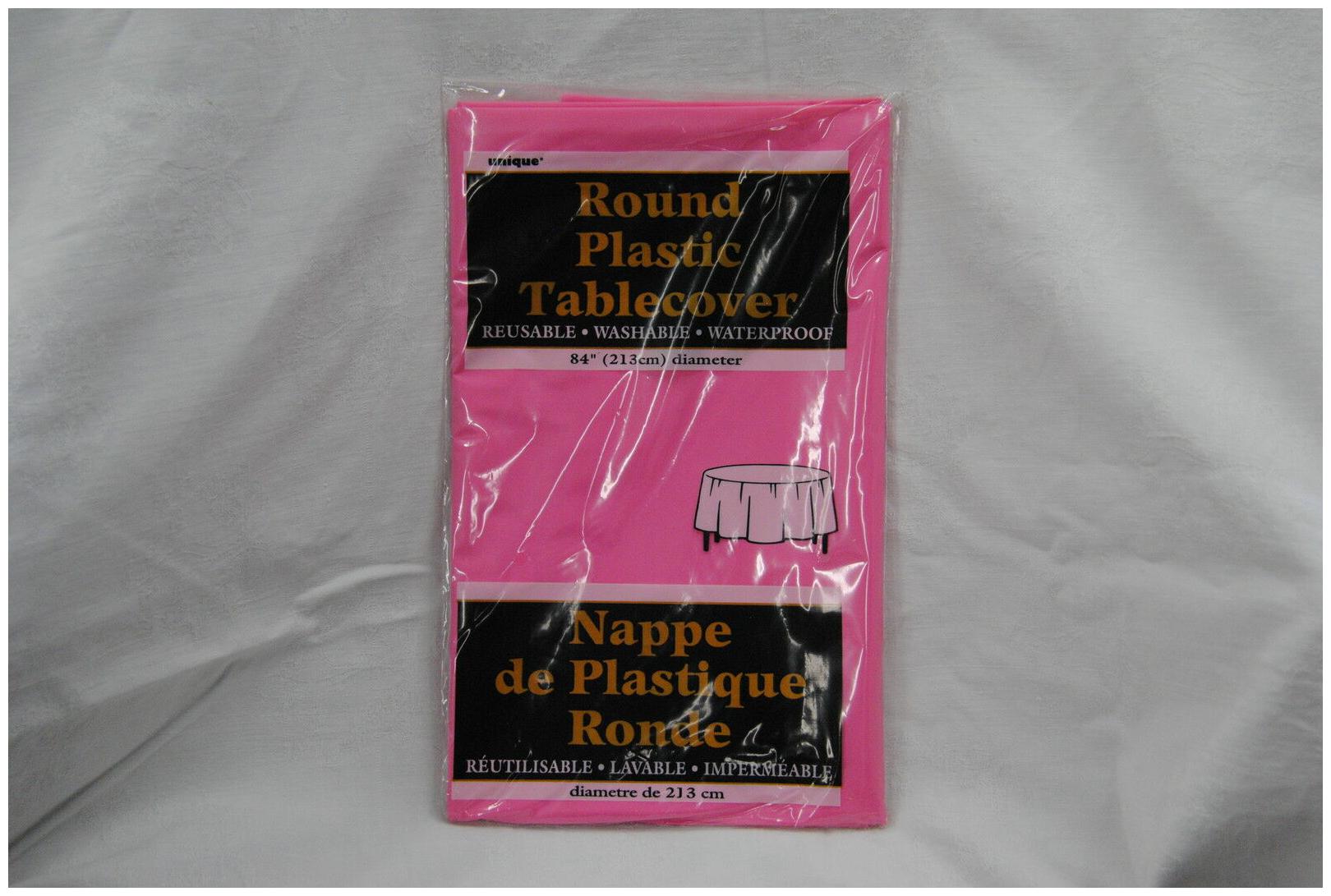 

Unique Plastic Table Cloth 84 Round Cover - Hot Pink