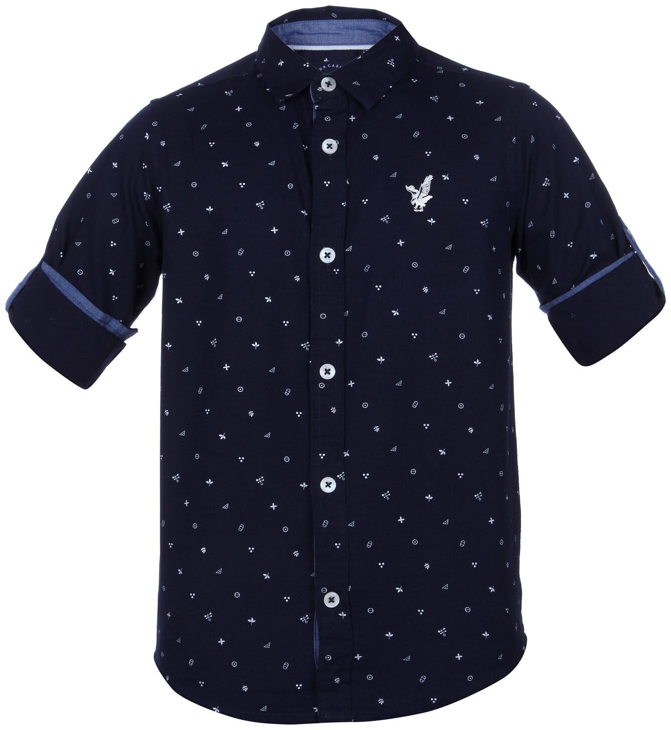 

URBAN SCOTTISH Boy Cotton Solid Shirt Blue