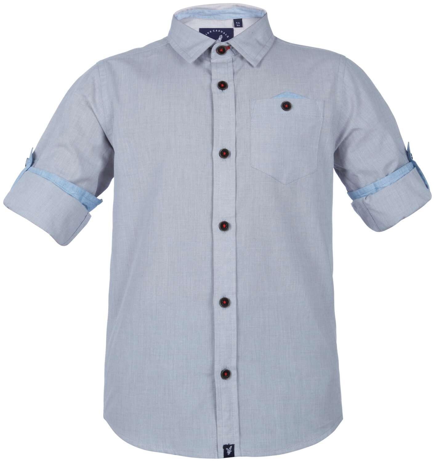 

URBAN SCOTTISH Boy Cotton Solid Shirt Grey