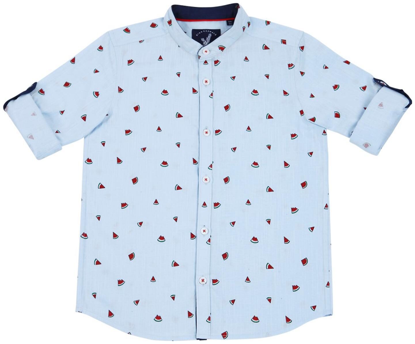 

URBAN SCOTTISH Boy Cotton Printed Shirt Blue