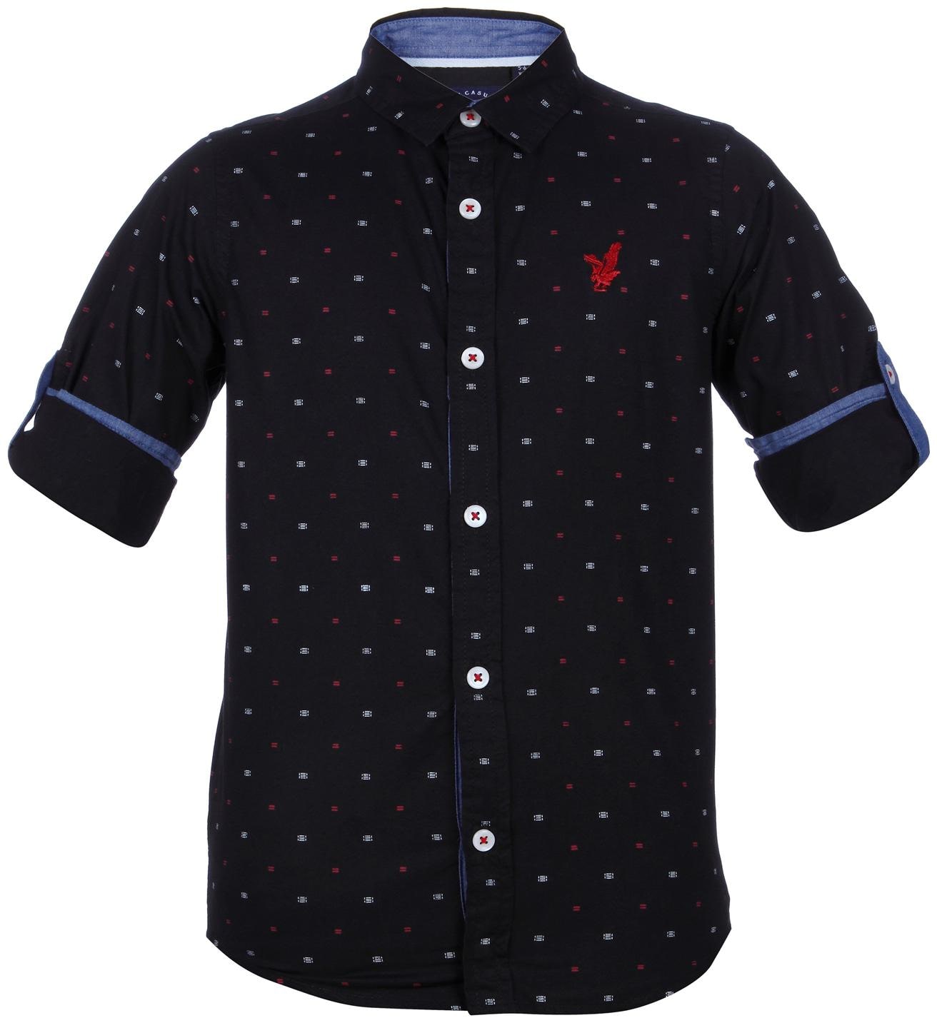 

URBAN SCOTTISH Boy Cotton Printed Shirt Black