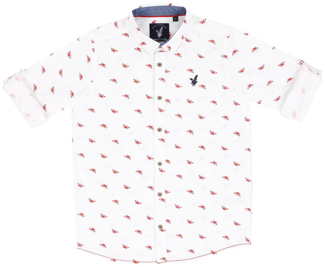 

URBAN SCOTTISH Boy Cotton Printed Shirt White