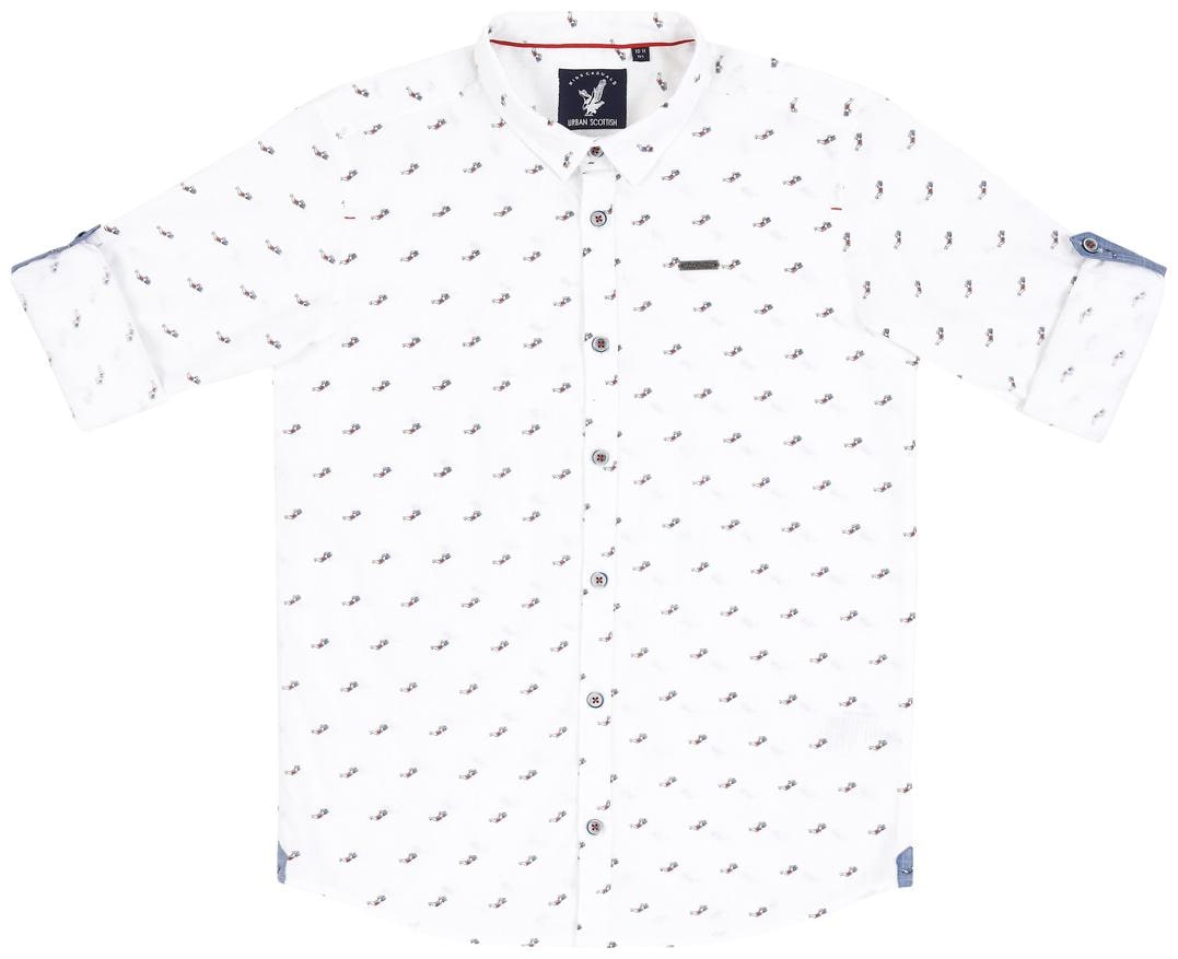 

URBAN SCOTTISH Boy Cotton Printed Shirt White