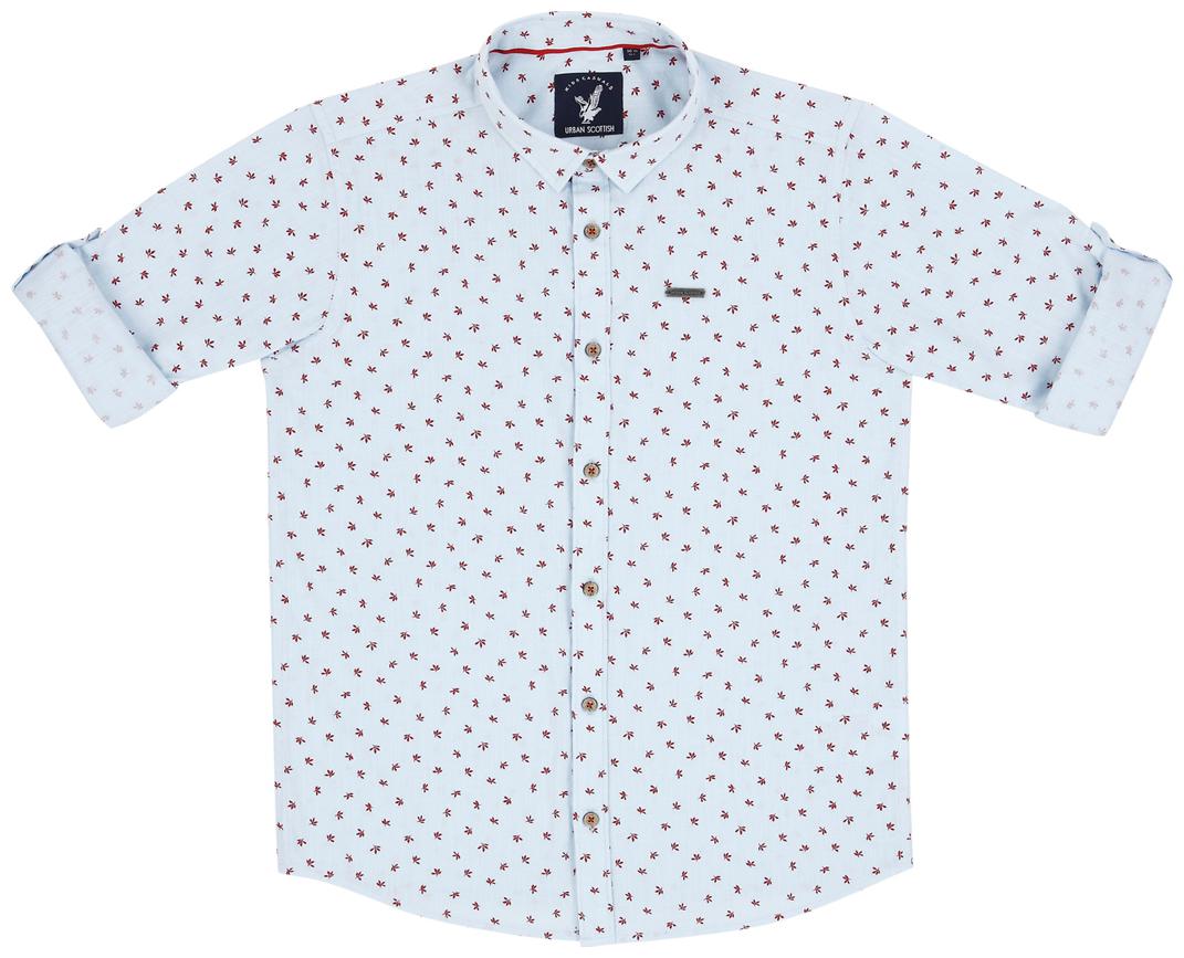 

URBAN SCOTTISH Boy Cotton Printed Shirt Blue