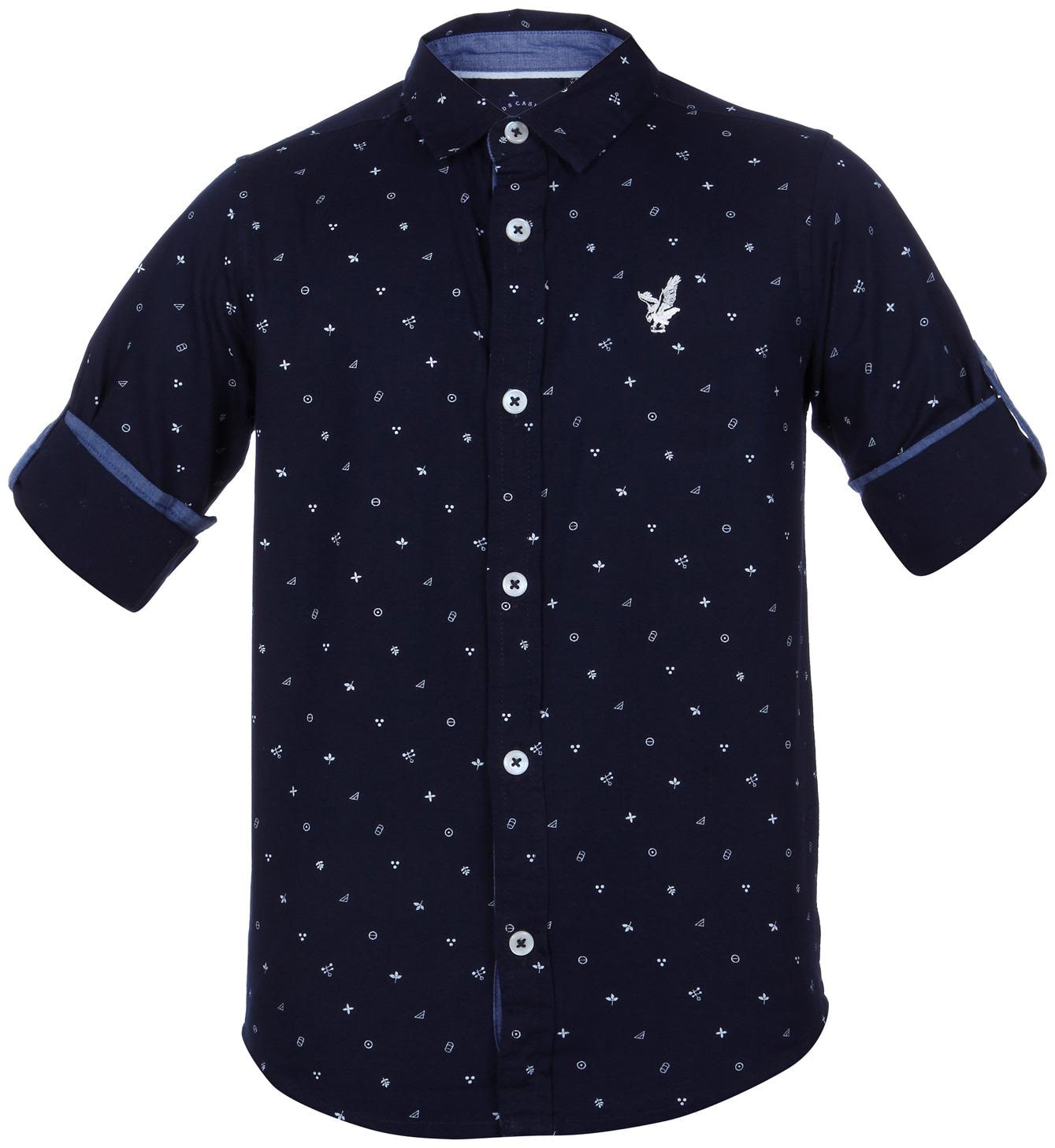 

URBAN SCOTTISH Boy Cotton Solid Shirt Blue