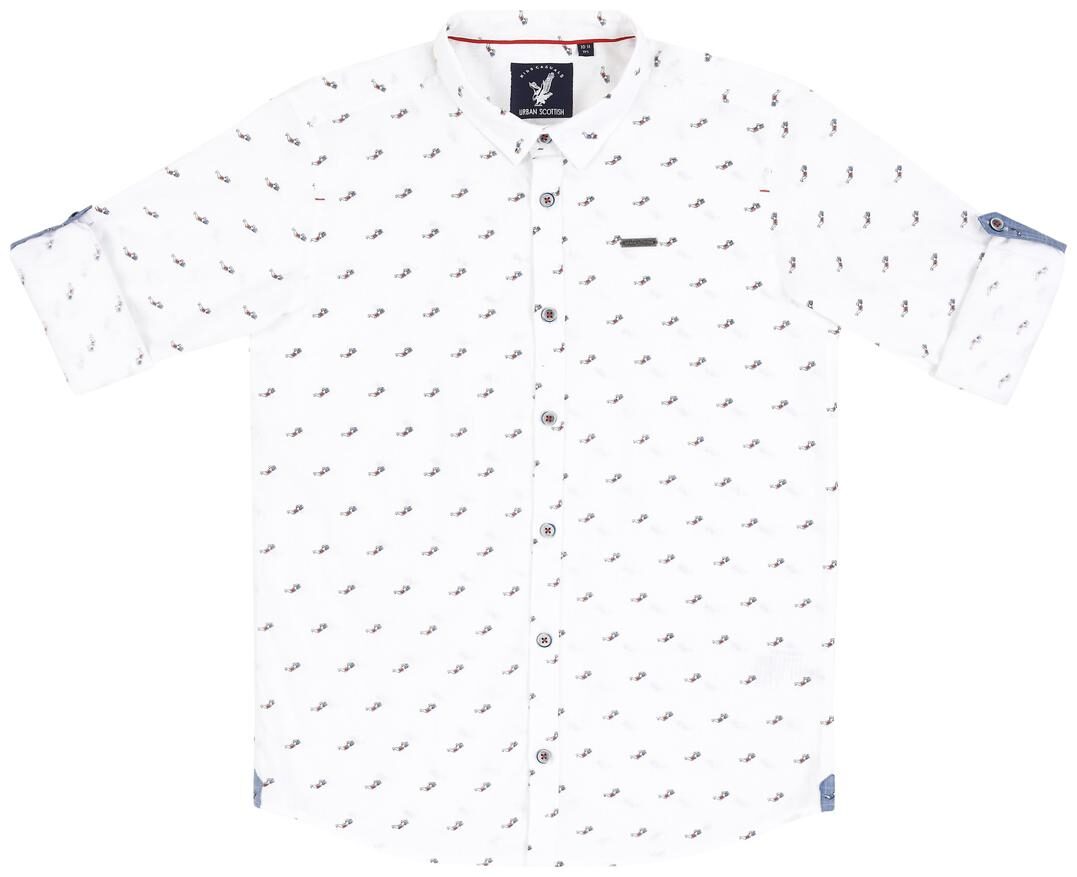 

URBAN SCOTTISH Boy Cotton Printed Shirt White