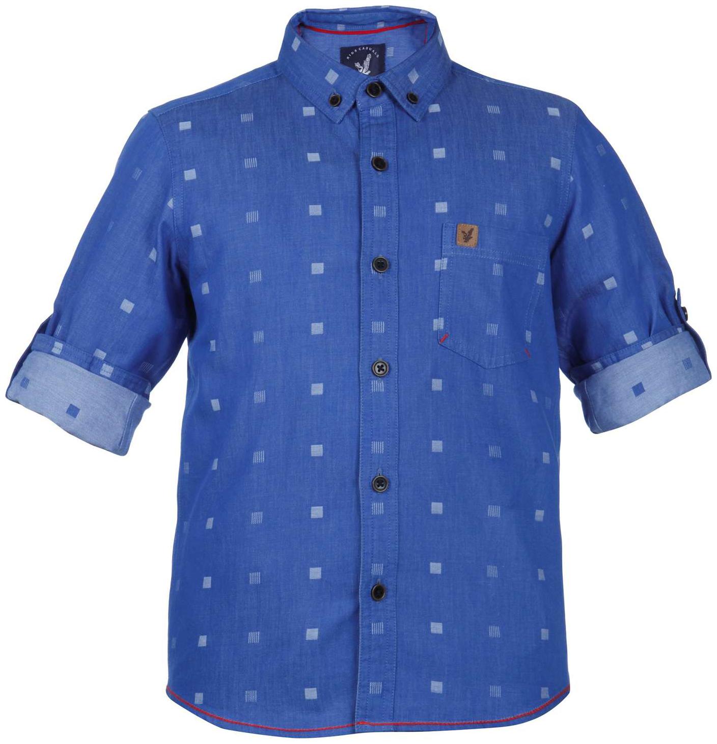 

URBAN SCOTTISH Boy Cotton Solid Shirt Blue