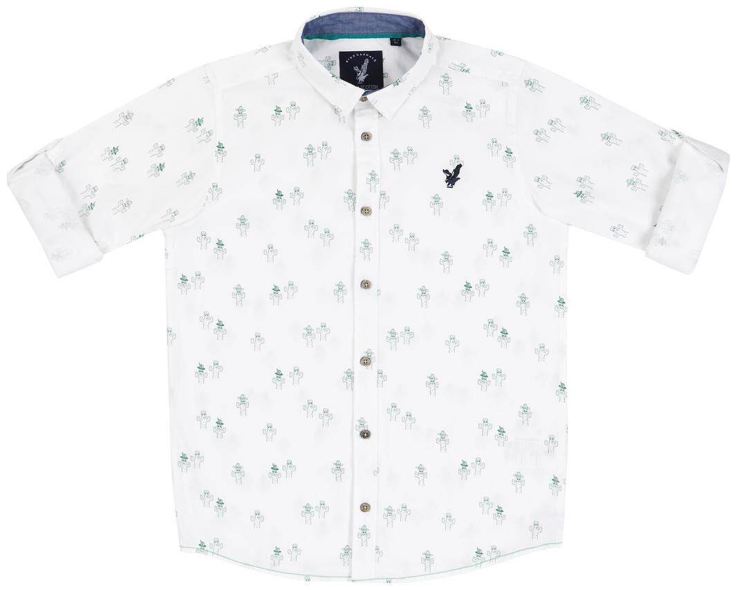 

URBAN SCOTTISH Boy Cotton Printed Shirt White
