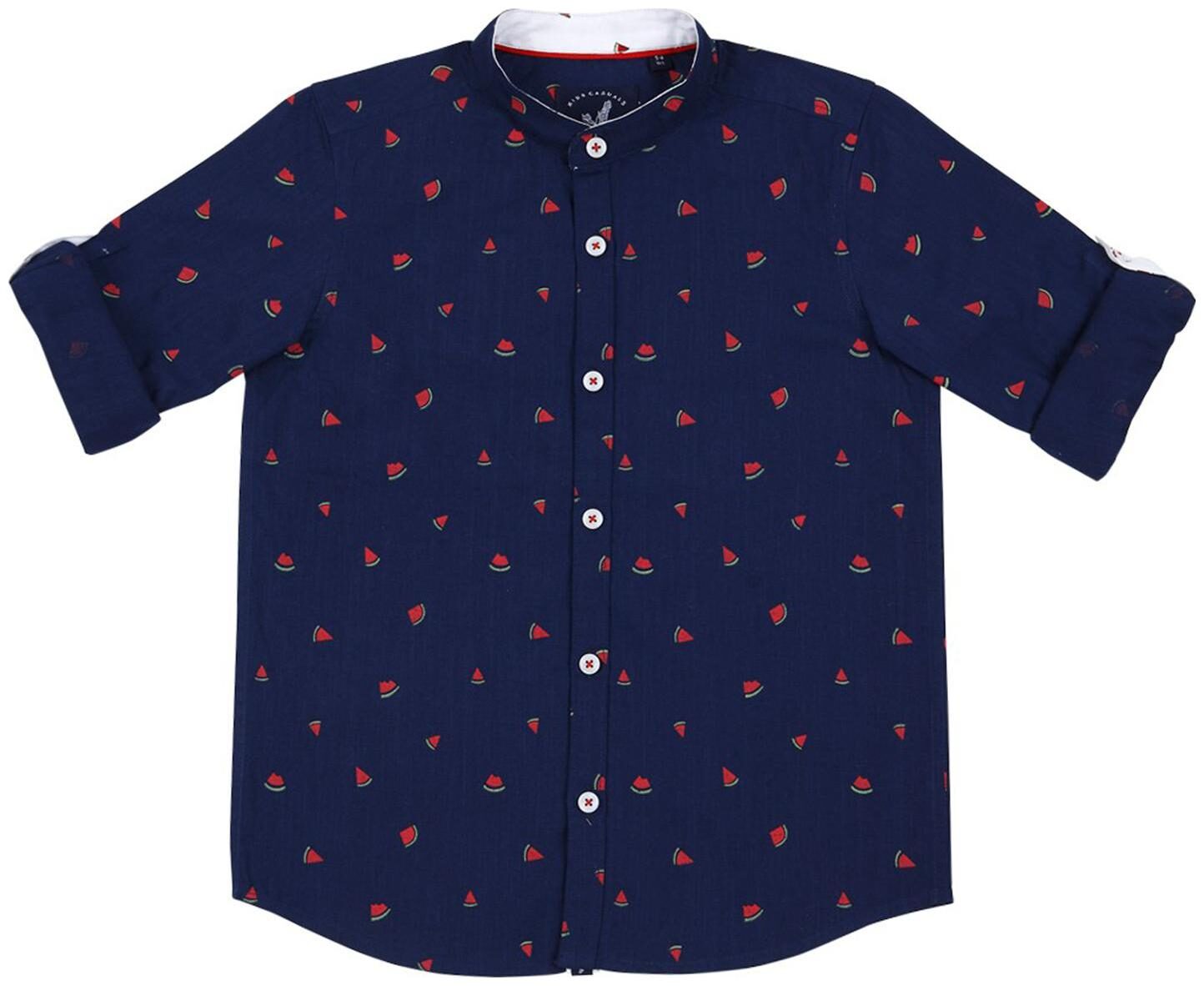 

URBAN SCOTTISH Boy Cotton Printed Shirt Blue
