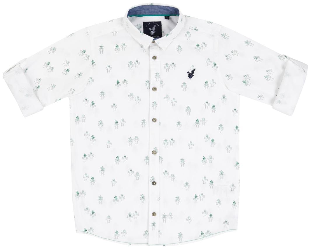 

URBAN SCOTTISH Boy Cotton Printed Shirt White