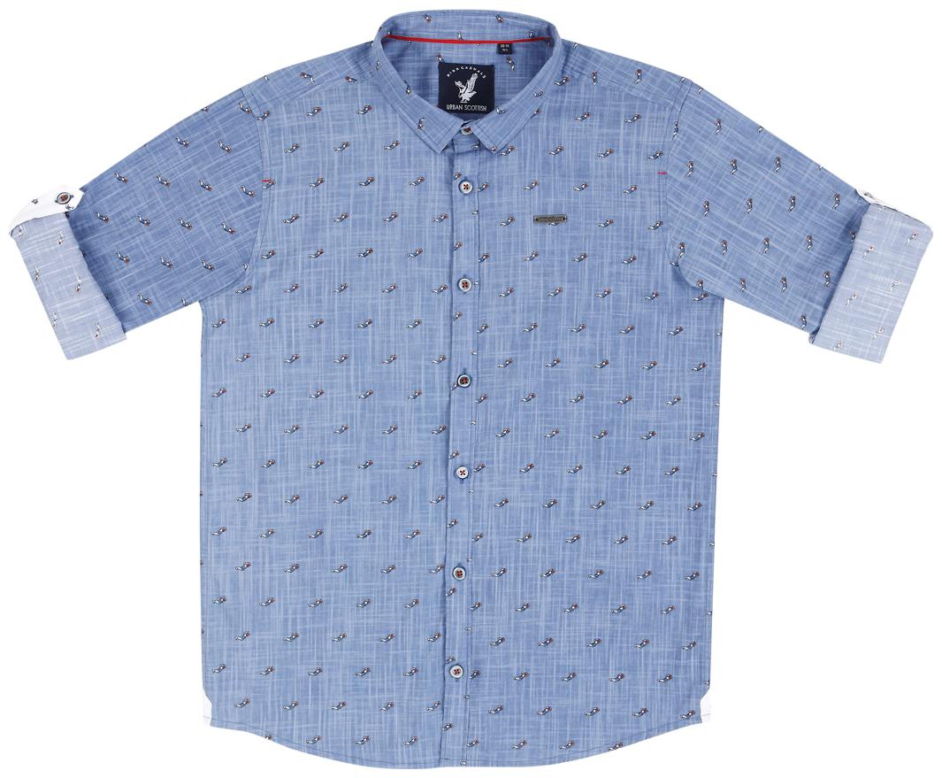 

URBAN SCOTTISH Boy Cotton Printed Shirt Blue