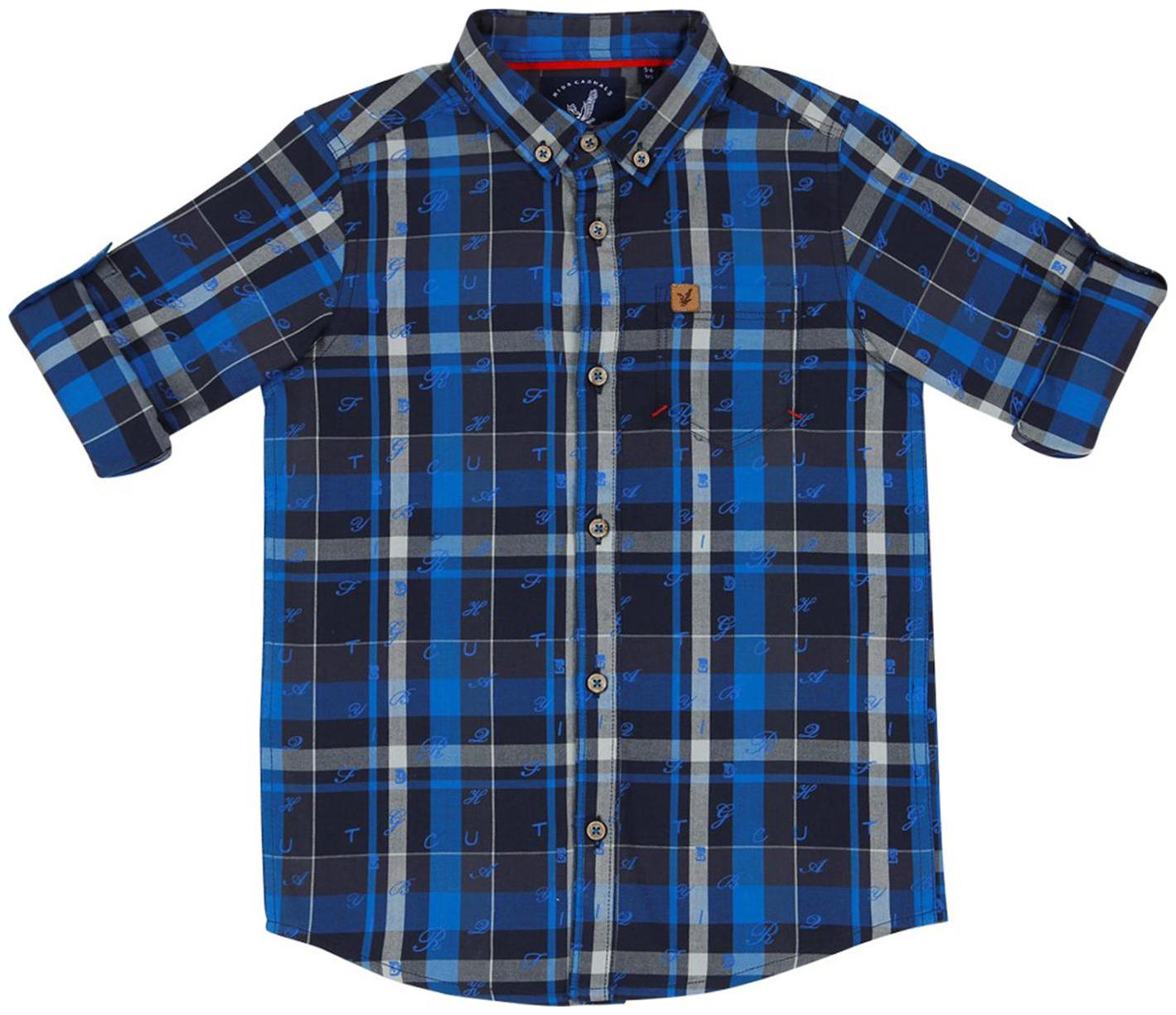 

URBAN SCOTTISH Boy Cotton Printed Shirt Blue
