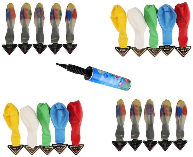 Utkarsh (Set Of 10) Solid Mixed Color And (Set Of 10) Transparent Helium/Air LED Light Up Glow Balloons & Inflator Portable Hand Held Air Pump For Birthday;Anniversary Parties & Home Decorations