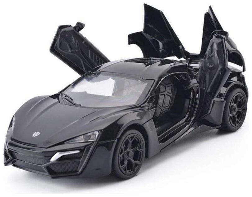 

VBE Diecast Metal Lykan Hypersport Pull Back Toy With Light And Sound Car for Kids (Black)