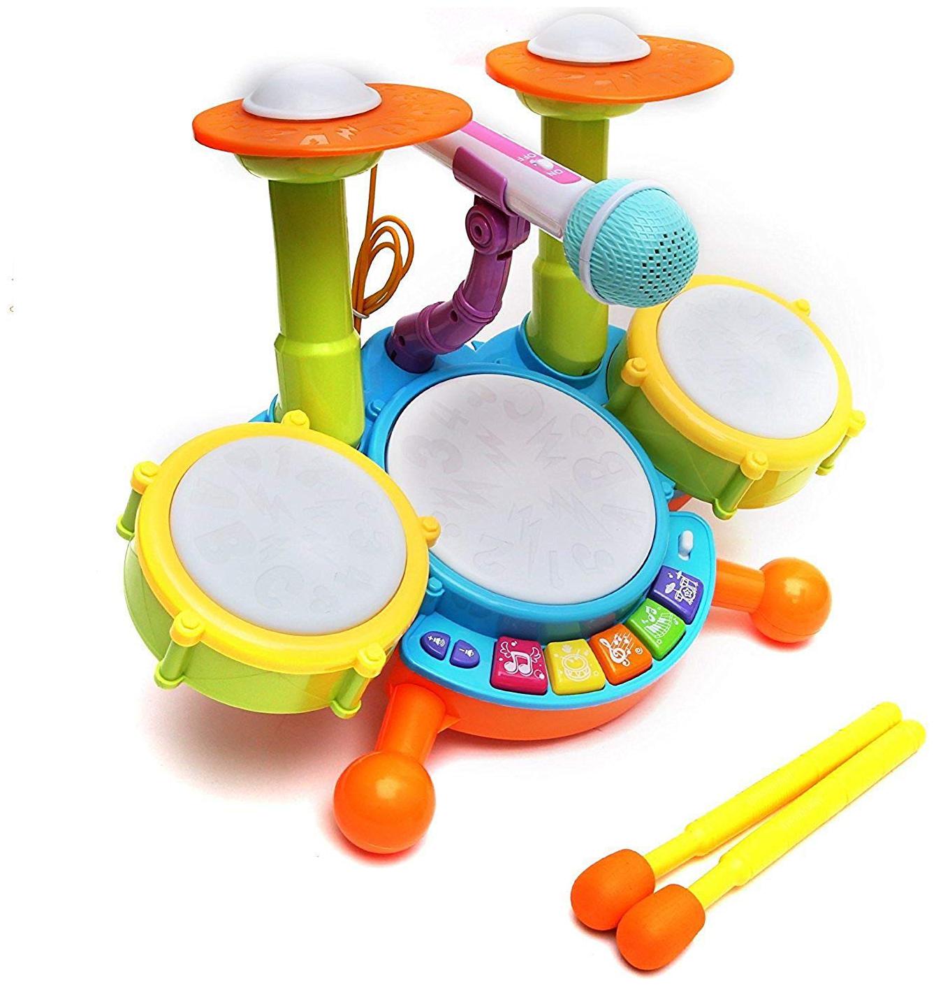 

VBE Dynamic Fun Beat Jazz Musical Electronic Drum Set with Mic Drumstick and Flashing Lights