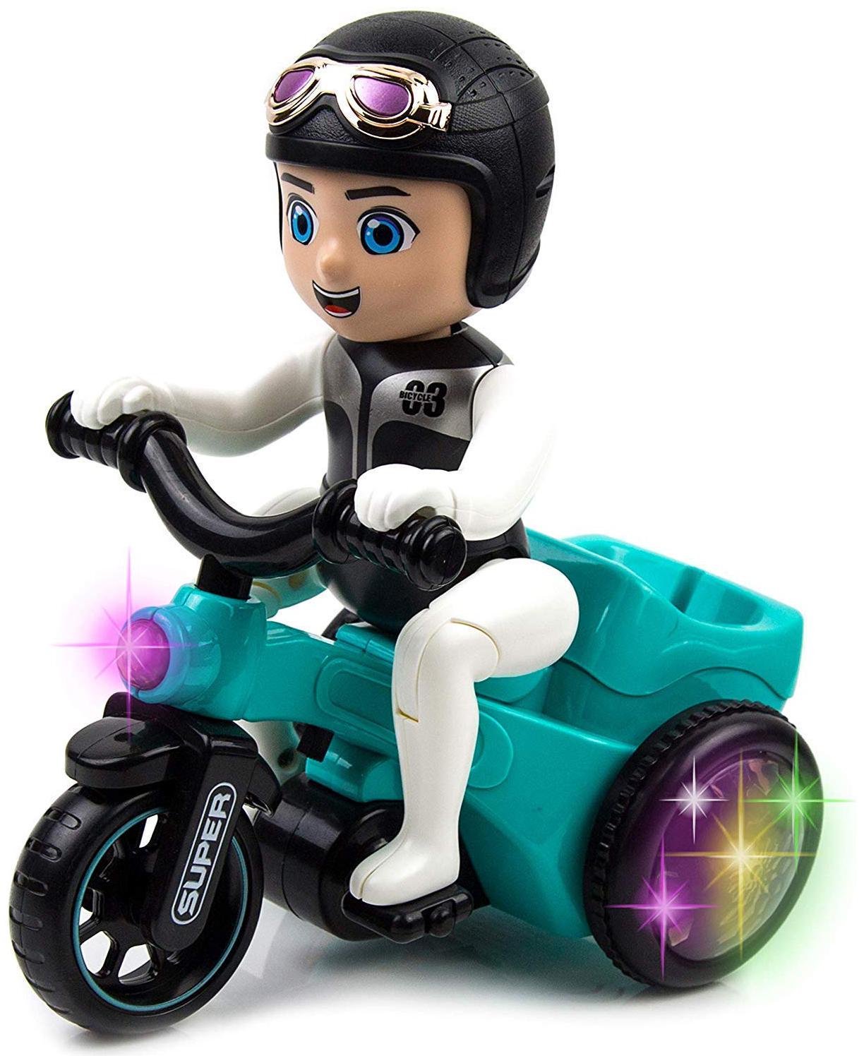 

VBE Musical Stunt Bicycle Toy with Sound Flashing Lights for Kids (Blue)