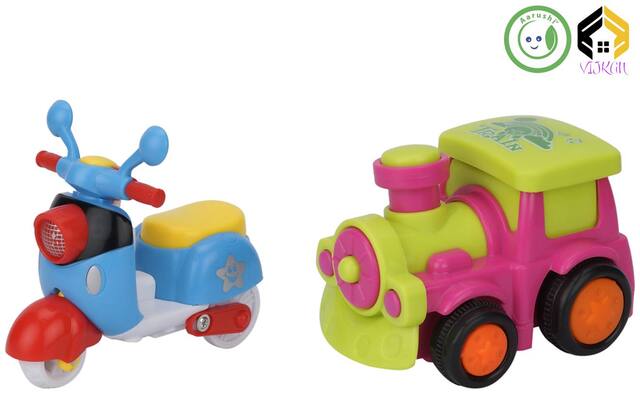 Vijkan Aarushi Friction Powered Cars Push and Go Scooter;Train Vehicles Toys Gift for Kids (Pack of 2)