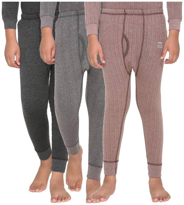 Vimal Premium Blended Multicolor Thermal Lower For Boys(pack Of 3)