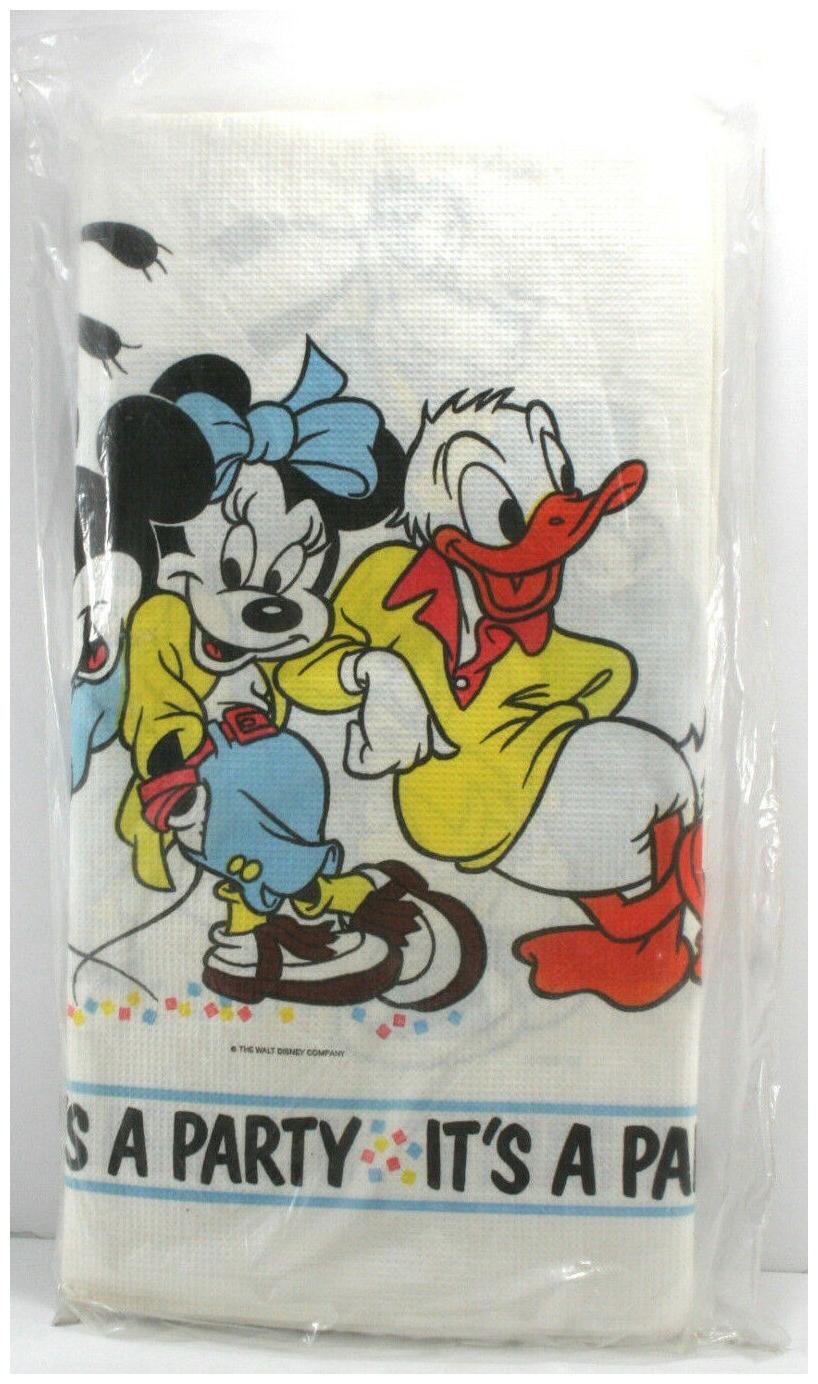 

Vintage Beach Mickey Mouse Birthday Party Table Cover 1 5 x 2 2 3 Yards 1980s