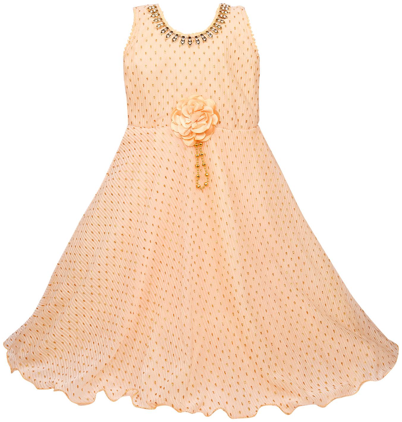 

Wish Karo Girls Solid Net Party Wear Long Frock Dress - (Lf137crm-Cream-8-9 Yrs)