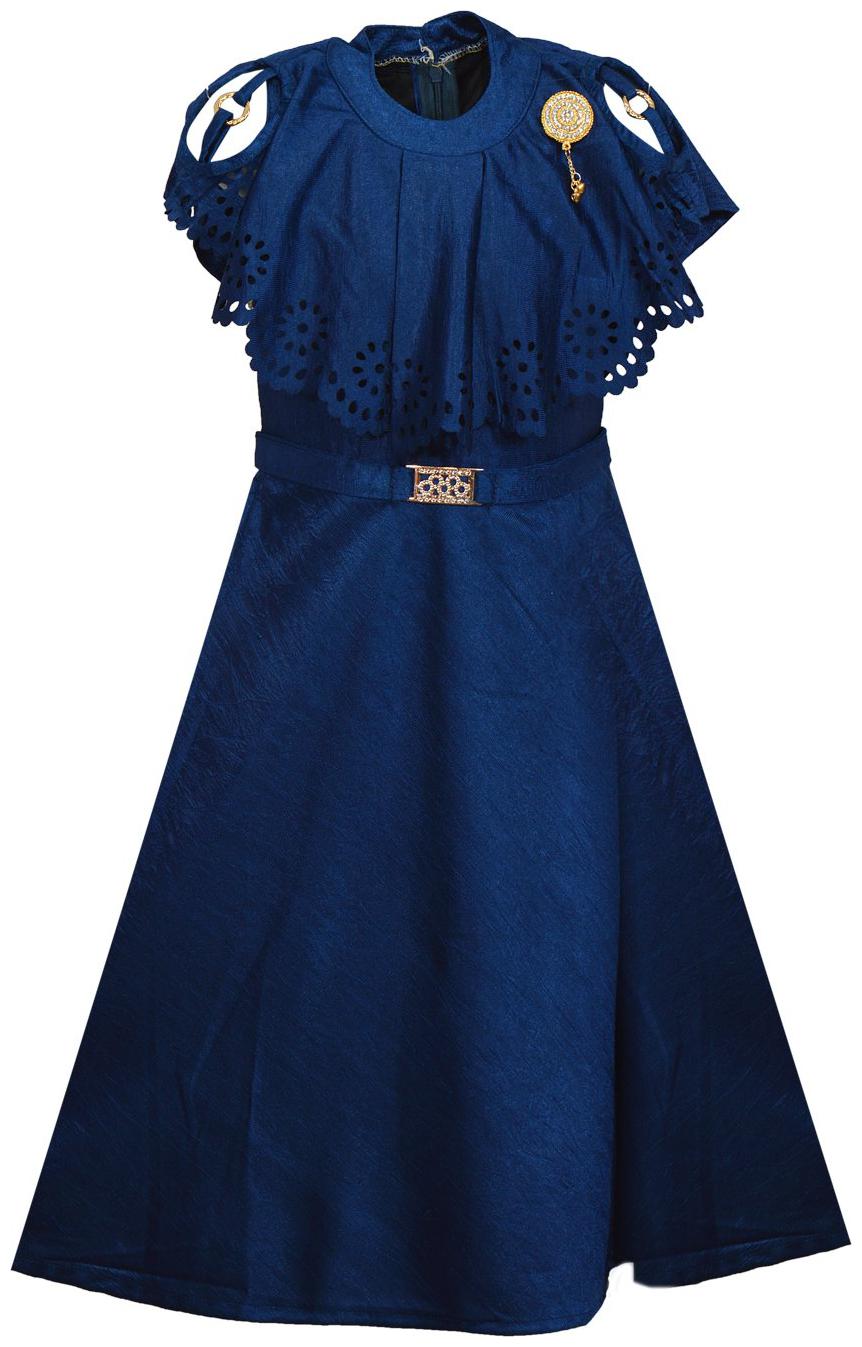 

Wish Karo Girls Solid Net Long Frock Dress - (LF115blu-Blue-6-7 Yrs)