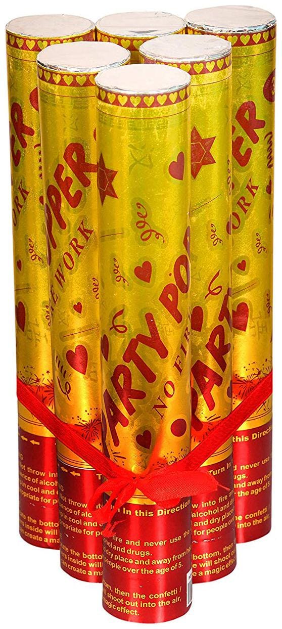 Wonder Star Present Premium Quality Big Size Popper- Confetti for Any Party, Anniversary, Birthday (12 inch) -Pack of 6 (Assorted Packing color)