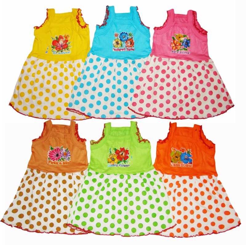 

Wonder Star Present Premium Quality Small Baby Girl Pure Cotton without sleeves Frock Set of 6 (Multicolored)