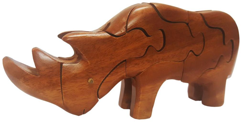 

Wooden 3D Puzzle Statue Rhinocerous Toy Tabletop Gift