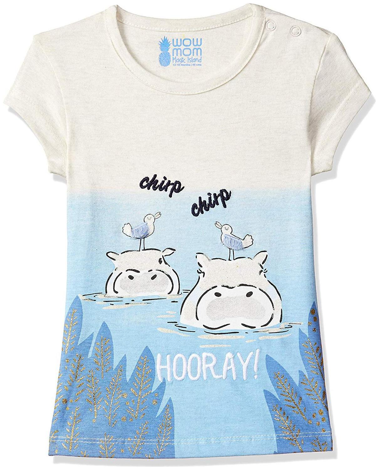

Wow Mom Cotton Printed T shirt for Baby Girl - White