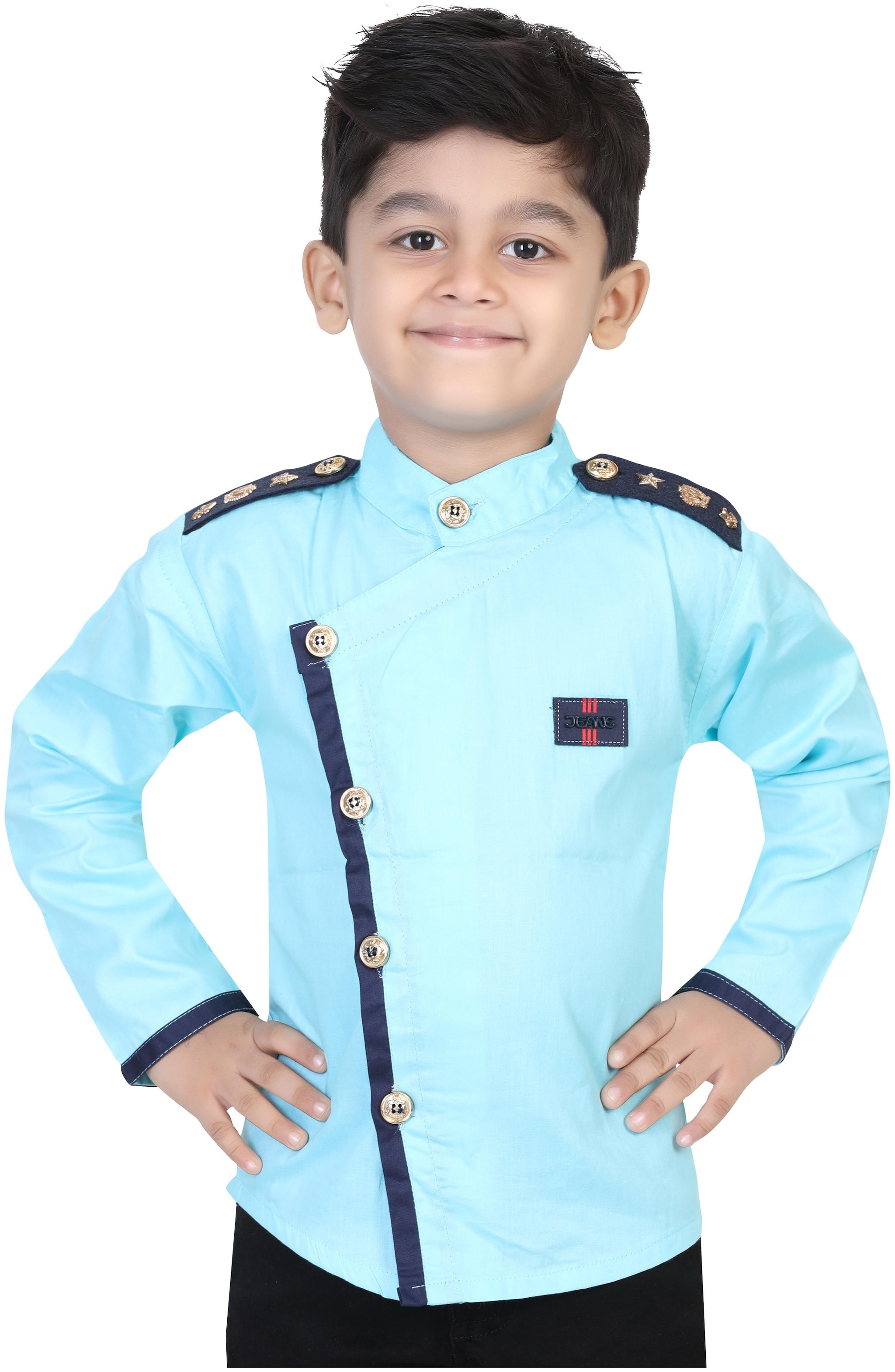 

XBOYZ Boy Cotton blend Solid Shirt Blue