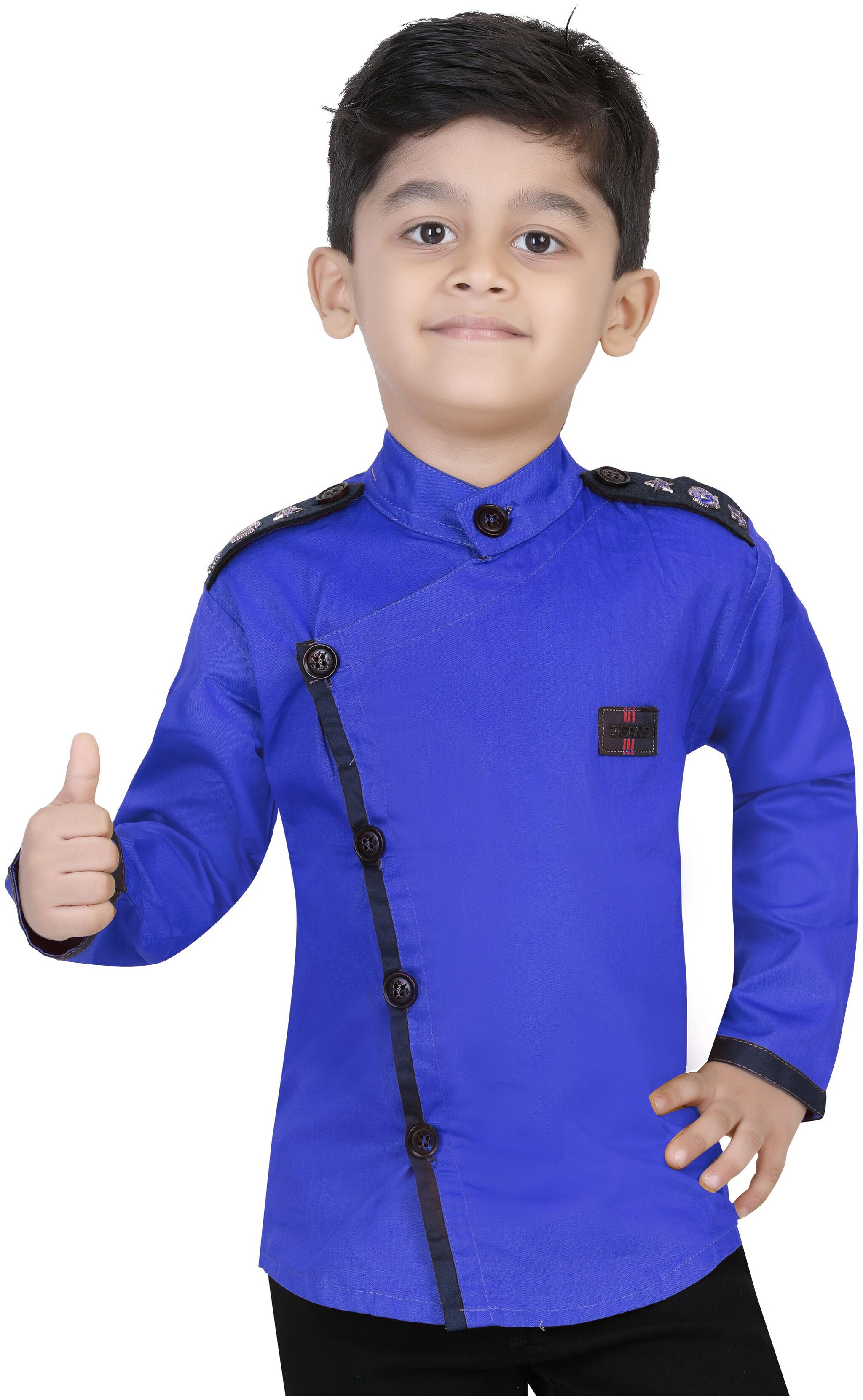 

XBOYZ Boy Cotton blend Solid Shirt Blue