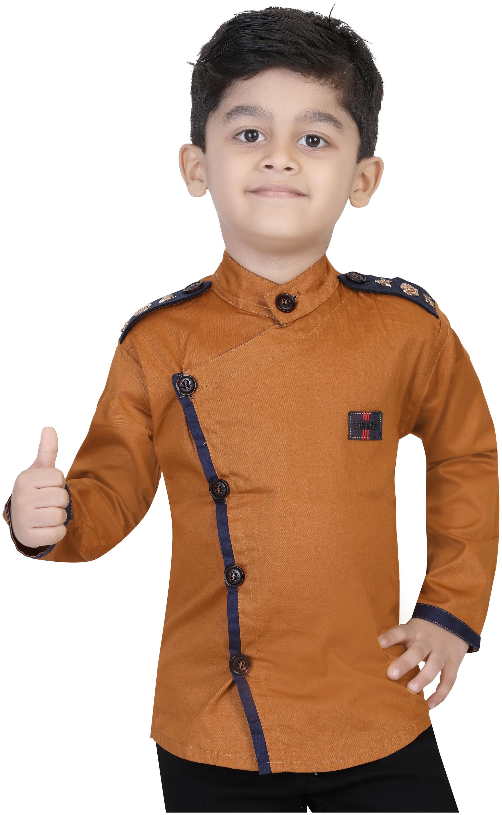

XBOYZ Boy Cotton blend Solid Shirt Brown