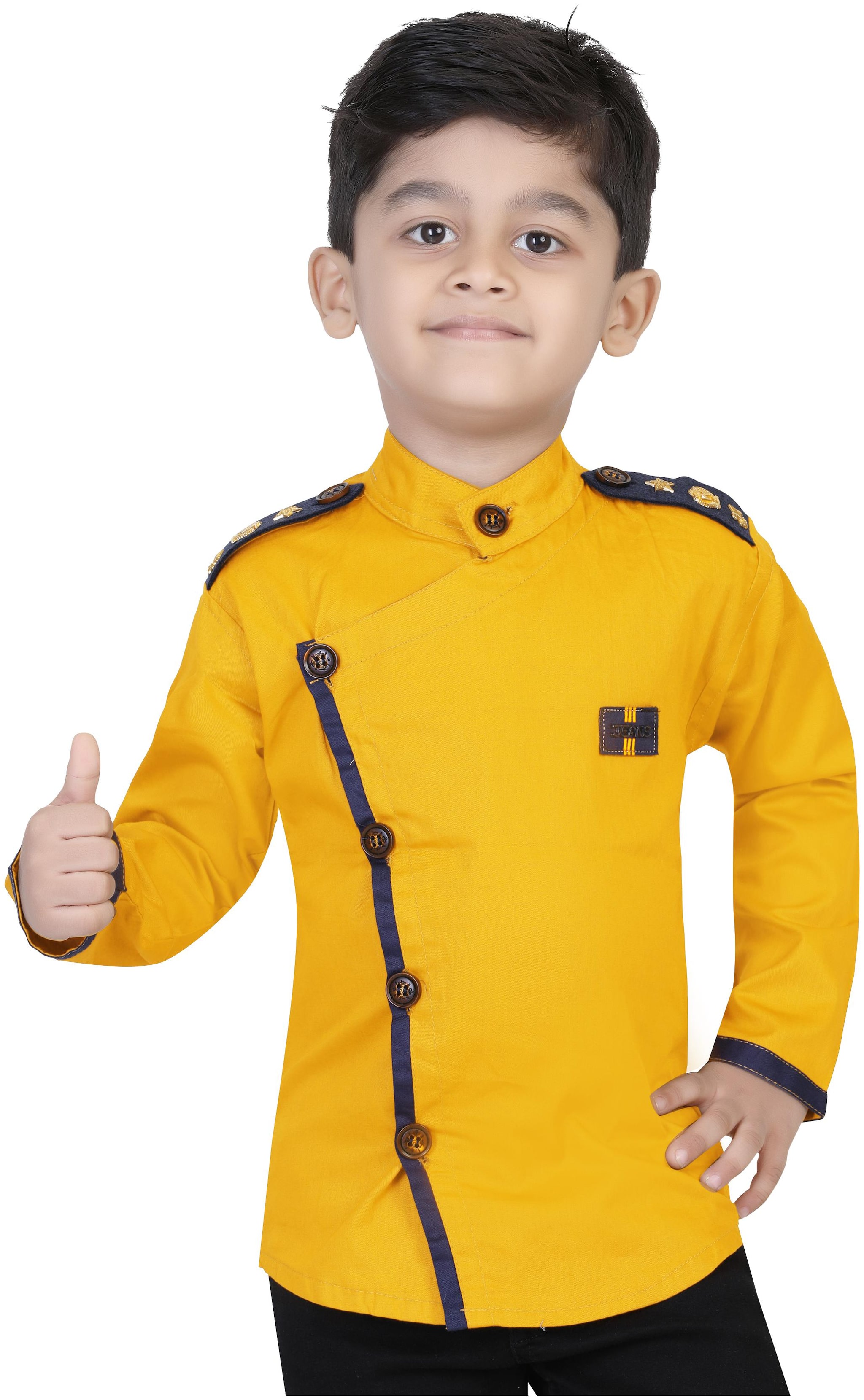 

XBOYZ Boy Cotton blend Solid Shirt Gold