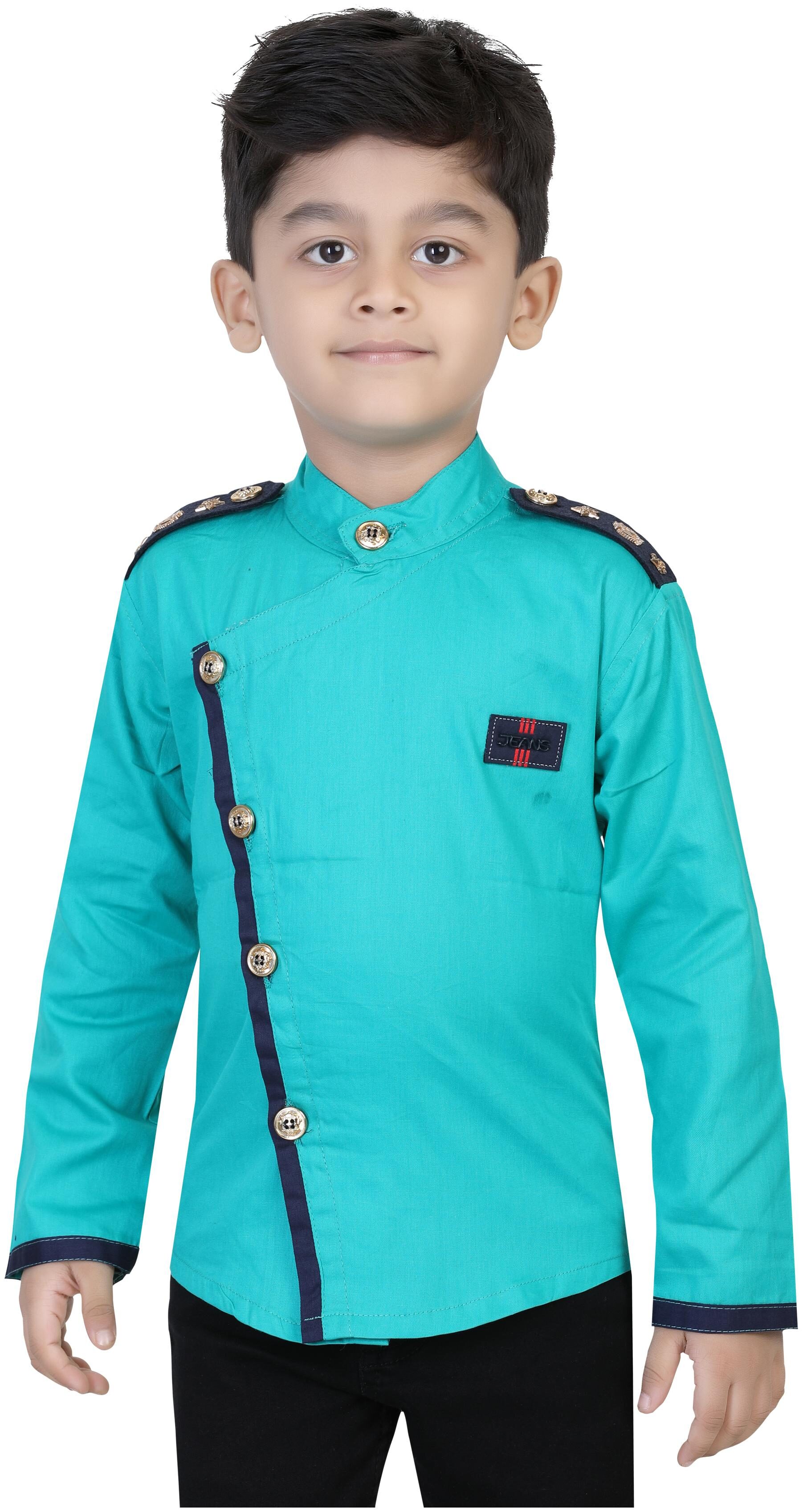 

XBOYZ Boy Cotton blend Solid Shirt Green