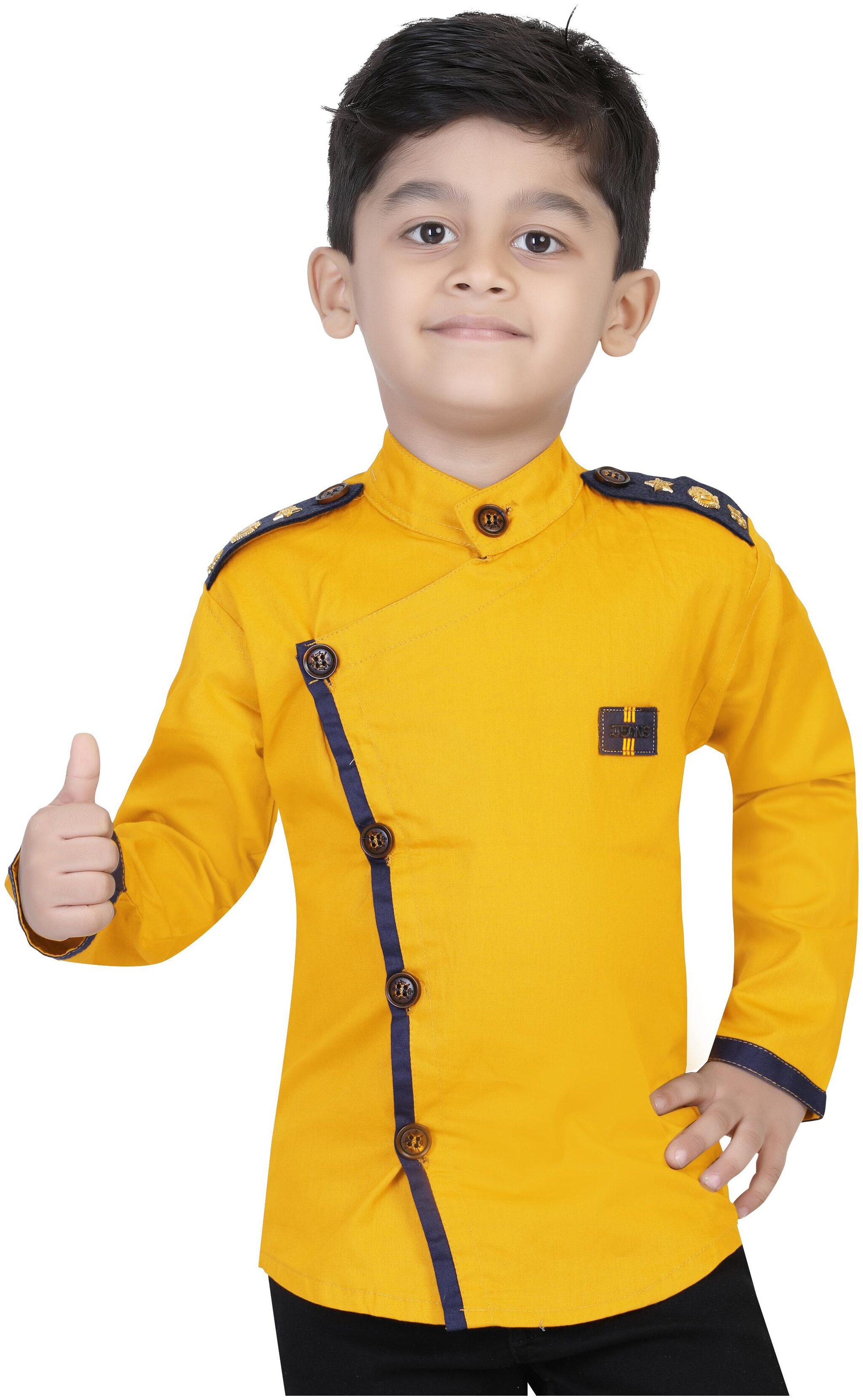 

XBOYZ Boy Cotton blend Solid Shirt Gold