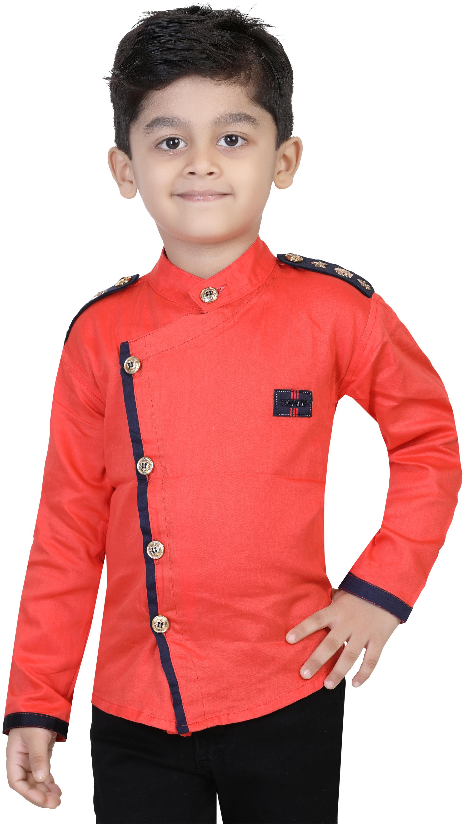 

XBOYZ Boy Cotton blend Solid Shirt Orange