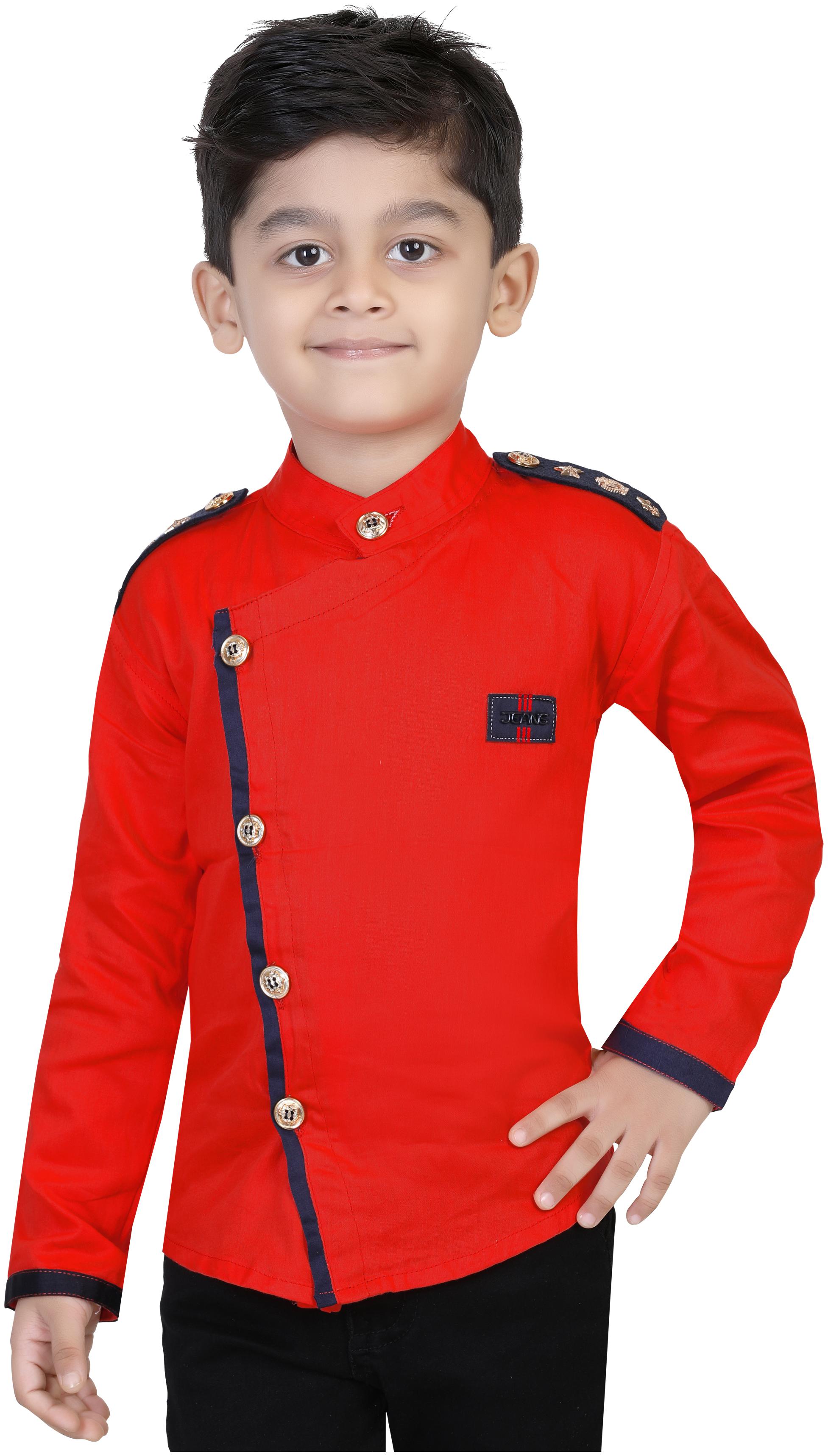 

XBOYZ Boy Cotton blend Solid Shirt Red