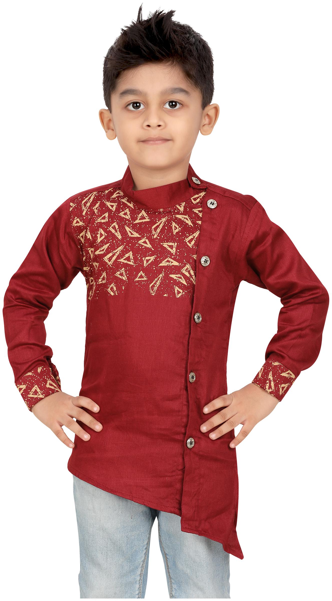 

XBOYZ Boy Cotton blend Printed Shirt Maroon