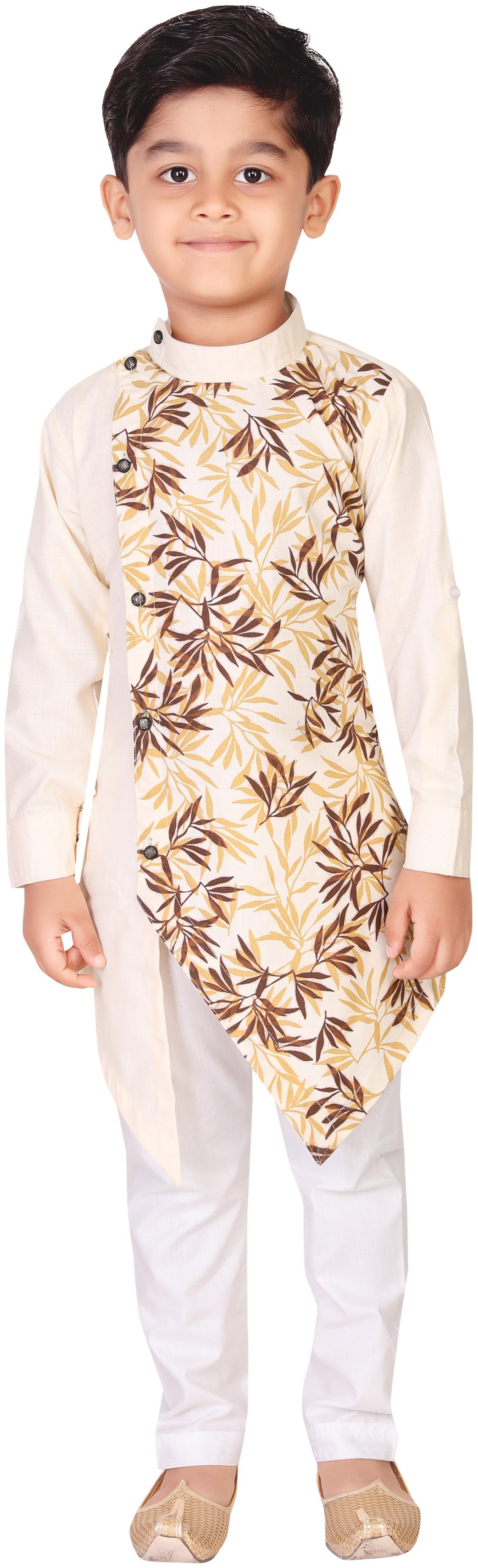

XBOYZ Boy Cotton blend Printed Kurta pyjama set - Beige