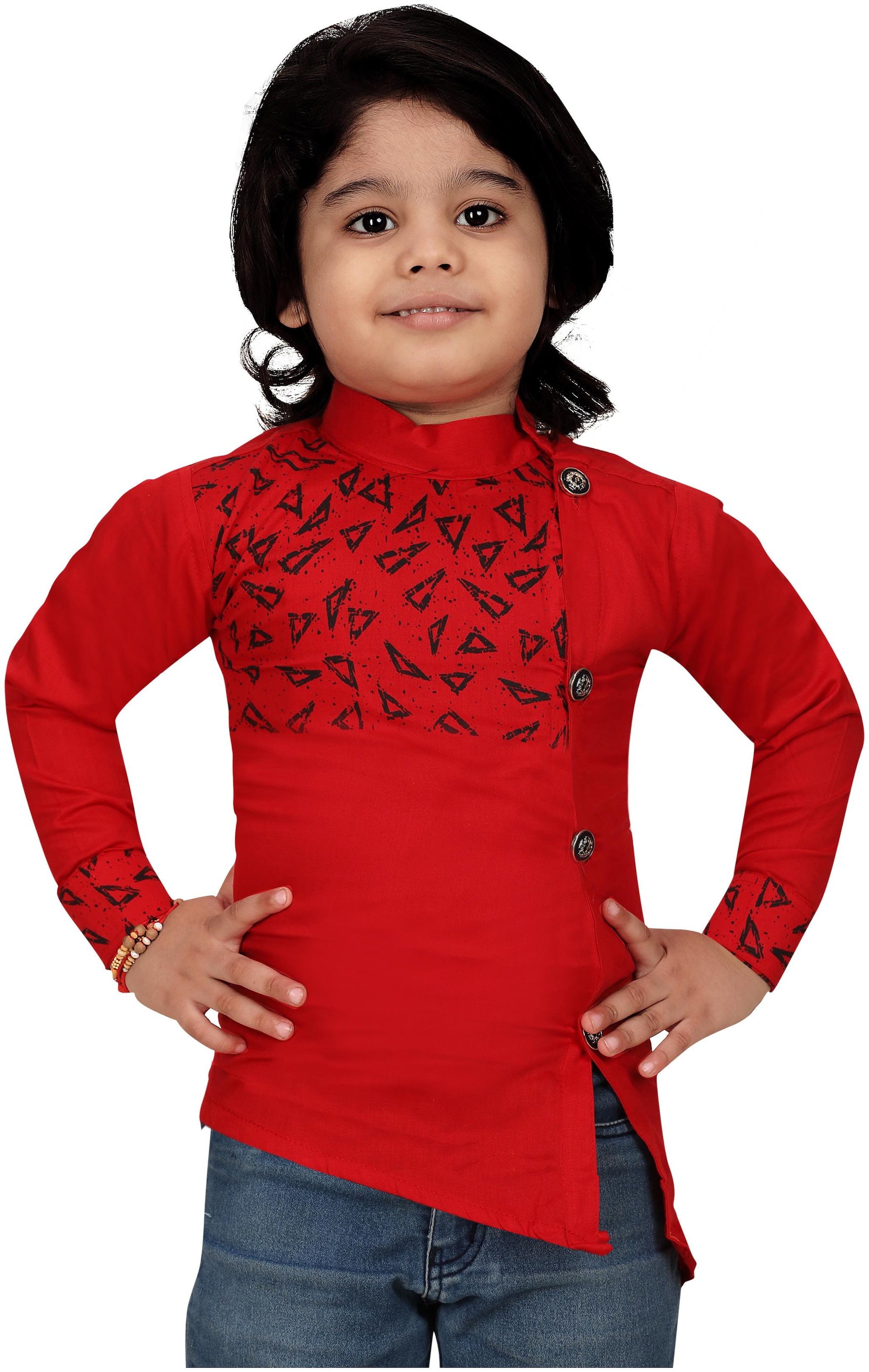 

XBOYZ Boy Cotton blend Printed Shirt Red