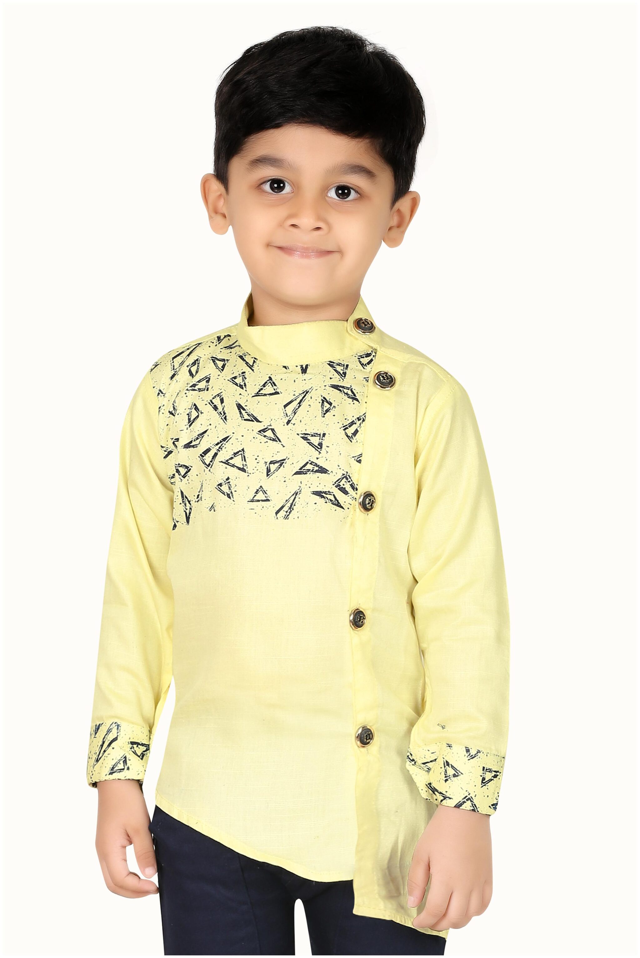 

XBOYZ Boy Cotton blend Printed Shirt Yellow