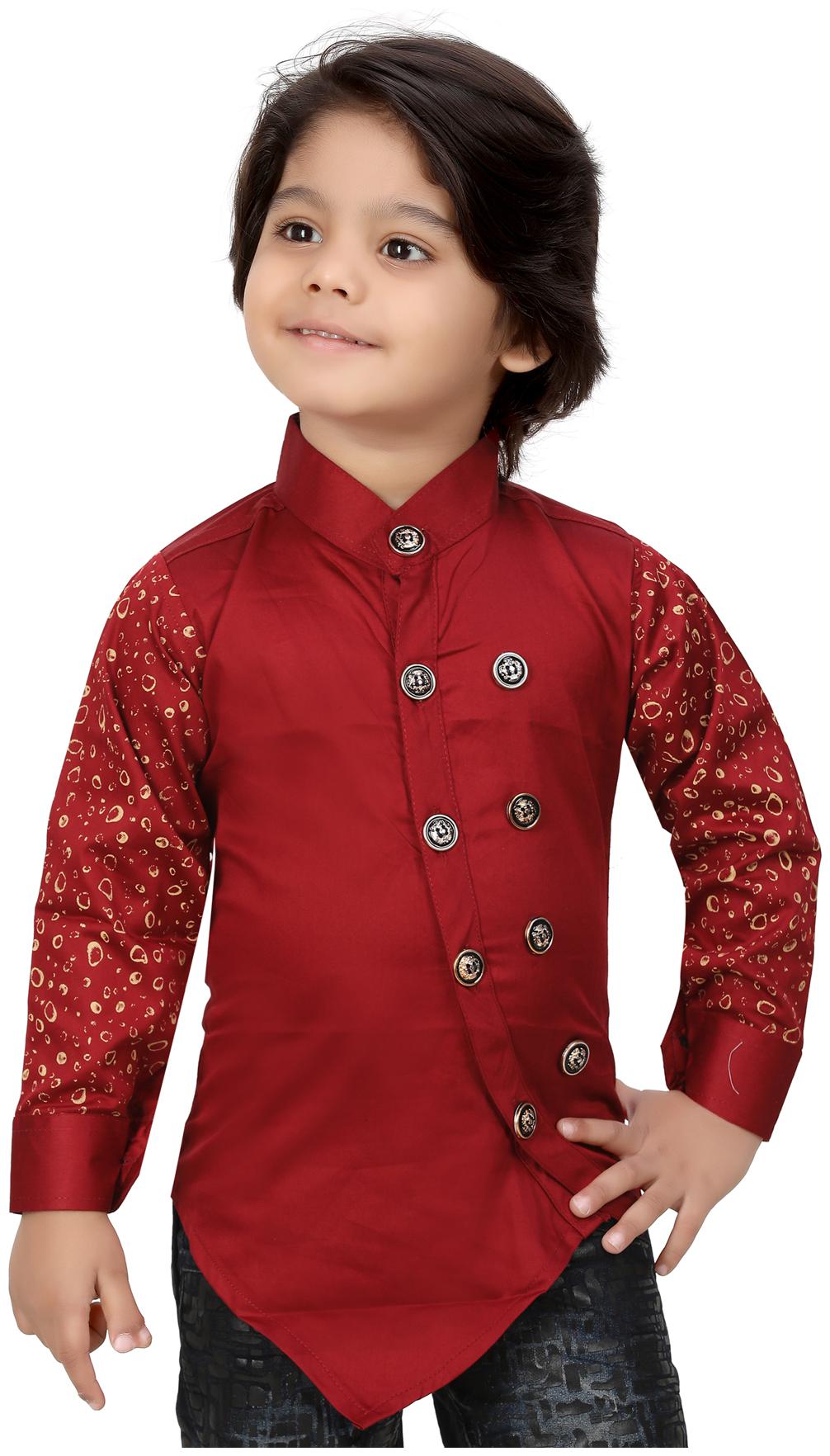 

XBOYZ Boy Cotton blend Printed Kurta - Maroon
